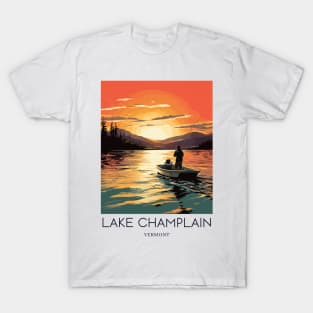 A Pop Art Travel Print of Lake Champlain - Vermont - US T-Shirt